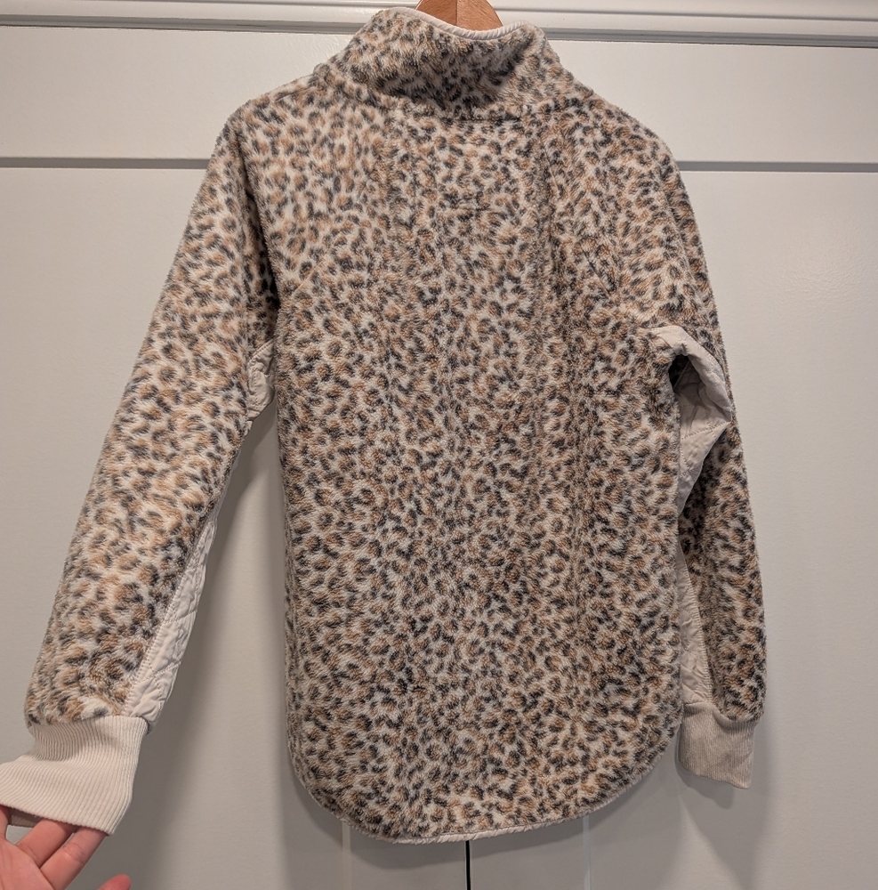ABERCROMBIE & FITCH Assymetrical Snap-up Leopard Fleece Sweater Jacket Medium - Picture 8 of 9